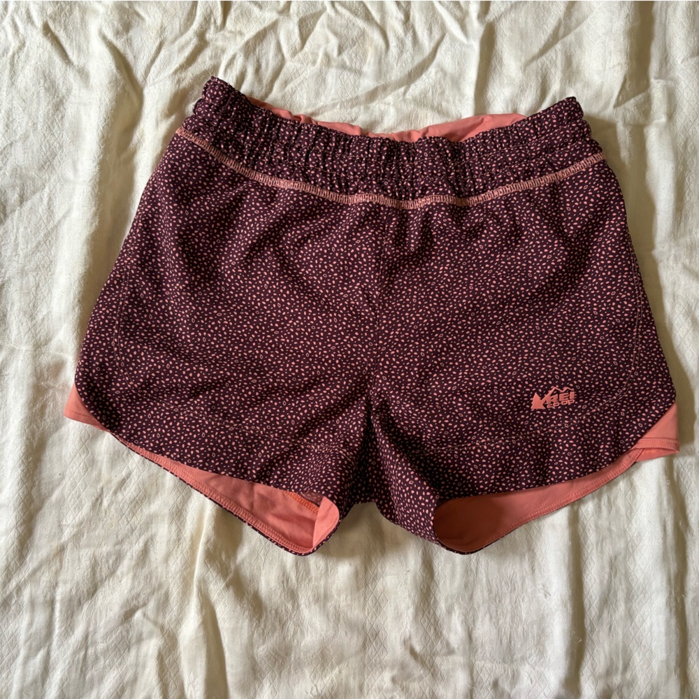 Girls pink athletic running shorts